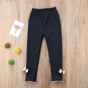 2-7yerars Meisjes Leggings Herfst Winter Mode Strikje Leggings Voor Meisjes Solid Keep Warm Meisje Leggings Kinderen Lange Broek