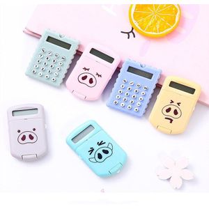 Draagbare Cartoon Calculator Pocket Abs 8-Bit Display Mini Ultra-Dunne Knop Batterij Leuke Creatieve Rekenmachine