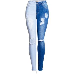 Logami Skinny Ripped Jeans Vrouw Contrast Kleur Slim Jeans Voor Vrouwen Denim Broek