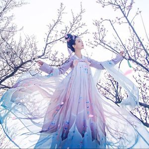Vrouw Chinese Traditionele Dans Kostuums Elegante Fee Prestaties Hanfu Borduurwerk Oosterse Tang Oude Fotografie Jurk