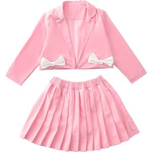 Meisjes Formele Pak Blazer Jas + Rok 2 Stuks Kinderen Wedding Party Roze Kleding Sets Tiener Meisje School Prestaties Pak 4-13Years Oude