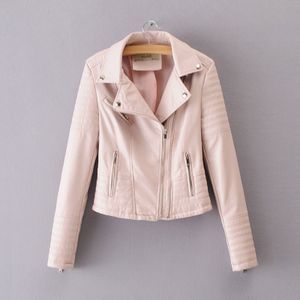 Vrouwen Solid Casual Pu Leather Jacket Herfst Koreaanse Stijl Zwart Turn Down Kraag Faxu Lederen Jas Femme Blouson Cuir homme