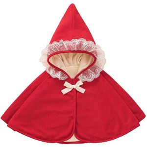 Peuter Kids Hooded Mantel Zoete Casual Warme Herfst Winter Jas Lange Mouwen Button Down Strik Bovenkleding Cape Met Kant Meisjes