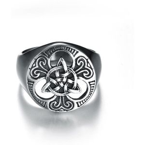 Mode Ierse Celtics Trinity Knoop Mannen Ringen Celtics Symbolen Hollow Triquetra Ring Rvs Mannelijke Punk Sieraden