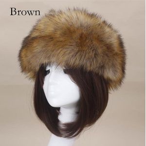 Winter Dikke Harige Haarband Fluffy Russische Faux Fur Vrouwen Meisje Bont Hoofdband Hoed Winter Outdoor Earwarmer Ski Hoeden