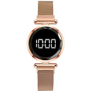Luxe Led Vrouwen Magnetische Armband Horloges Rose Goud Digitale Jurk Horloge Quartz Horloge Dames Klok Relogio Feminino