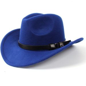 Wol vrouwen Vilt Western Cowboyhoed Voor Elegante Dame Jazz Cowgirl Sombrero Caps (Size: 57 cm/US 7 1/8) A20