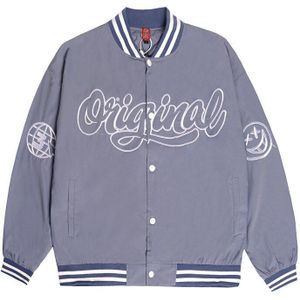 Mens Brief Borduurwerk Baseball Jassen Vintage Harajuku Bomber Jacket Herfst Unisex Oversized V-hals Jassen Streetwear