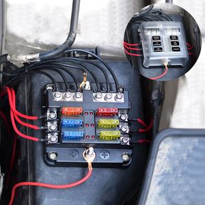 Schroef Moer Terminal W/Negatieve Bus 5A 10A 15A 20A Gratis Zekeringen Led Indicator 6-Way Zekeringkast blade Zekering Blok Houder