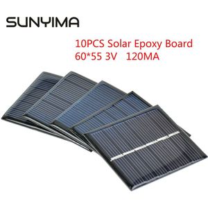 Sunyima 10Pcs Diy Zonnepanelen 3V 120MA Fotovoltaïsche Zonnecellen 60X55Mm Power Charger Solars Epoxy plaat