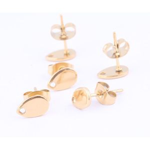 Onwear 20Pcs Vergulde Rvs Teardrop Stud Earring Berichten Met Gaten Diy Connectors Voor Oorbellen Sieraden Maken