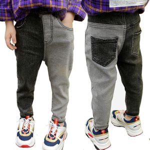 Kids Jeans Broek Lente Herfst Mode Kinderen Dubbele Kleur Patchwork Leisure Broek Broek Voor Baby Jongens 3- 7 jaar Dragen