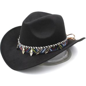 Mistdawn Western Cowboy Hat Cowgirl Costume Cap Stiff Brim for Women Men Multicolor Ribbon Band Size 56-58cm BBH
