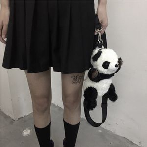 Zomer Koreaanse Ulzzang Mode Straat Panda Pluche Casual Messenger Bag Ins Harajuku Japanse Rits Vrouwelijke Diagonaal Tas