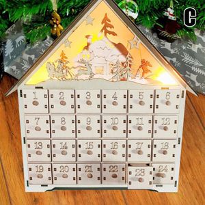 Houten Advent Kalender Countdown Lights Christmas Party 24 Pull-Out Lades Led Licht TN99