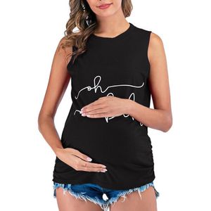 Moederschap Vest Vrouwen Zwangere Casual Verpleging Kleding Mouwloze Print Blouse Tops T-shirt Tank Kleding