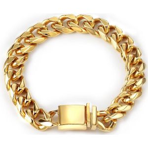 12 Mm Mannen Dikke Armband Curb Cubaanse Schakelkettingen 316L Rvs Heren Dames Armbanden Bangles Gold Tone geen Fade