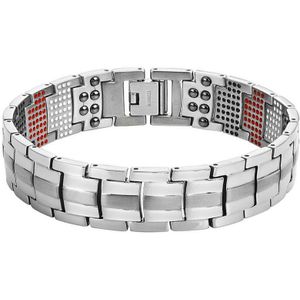 Mannen Zwarte Pure Rvs Magnetische Armband 4in1 Magneten Negatieve Ionen Germanium Gezondheid Spar Armbanden Voor Mannen Sieraden
