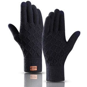 Winter Acryl Mesh Patroon Thicken Knit Warm Touch Telefoon Screen Handschoenen Mannen Outdoor Sport Rijden Handschoenen C69