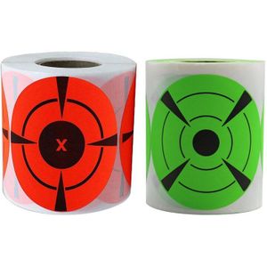 2 Roll/125Pcs Branden Doel Stickers 3Inch Ronde Doel Dots Stickers Roll Voor Sterke Lijm Doel Pasters-Fluorescerende Rode &