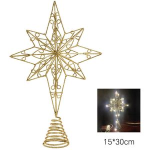 Kerstboom Led Ster Boom Topper Ron Art Ornament 5 Punt Golden Star Xmas Tree Top Star Party Thuis Festival treetop Decor