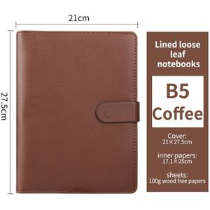 Business Bruin Zwart Rood Lederen Agenda, Magnetische Snap Ringband Planner Organisator Notebooks A6 A5 B5