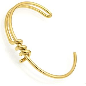 Eenvoudige Handgemaakte Mode Knoop Armband Rvs Trendy Sieraden Goud-Kleur Manchet Armbanden En Armbanden Voor Vrouwen Rock Bijoux
