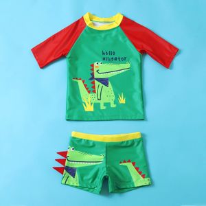 Baby Jongen Zwemmen Pak, Tops, Shorts, Korte Mouw Ronde Kraag 2 Stuks Sport Casual Beach Wear, dinosaurus Patroon