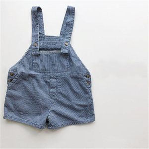 2022 Koreaanse Stijl Zomer Kid Jongen Meisje Overalls Dark Light Blue Sling Denim Broek Losse Broek Kinderen Kleding E2444