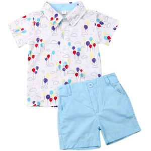 1-6Y Zomer Casual Infant Kids Baby Jongens Kleding Sets Print Korte Mouw Shorts Tops + Shorts Broek