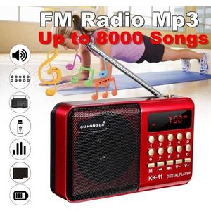 K11 Fm Radio Oplaadbare Mini Draagbare Stereo Ontvanger Handheld Digitale Fm Usb Insert Tf MP3 Player Speaker Thuis Dab Radio