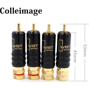 Colleimage Hifi 4 stuks interconnect Rca Kabel Extension RCA Pluggen WBT 0144 RCA Plug lotus Hoofd Koper RCA Plug Connectors