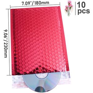 10Pcs Dark Red Metallic Folie Bubble Mailers Gealuminiseerd Post Bubble Zakken Bruiloft Zakken Verpakking Gewatteerde Enveloppen