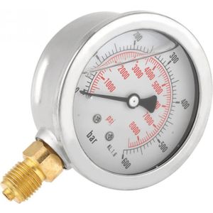 Manometer G 1/4 "63mm Wijzerplaat Hydraulische Water Manometer Meter meten 0-250Bar/0-600Bar