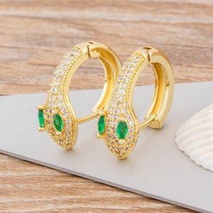 Top Koper Zirkoon Goud Kleur Snake Oorbellen Persoonlijkheid Ingelegd Cz Cool Stijl Charm Vrouwen Sieraden