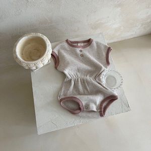 Baby Meisje Mode Patchwork Vitaliteit Korte Mouwen Jumpsuit Kid Jongen Katoen Elastische Taille Bodysuits Outfits Voor Baby