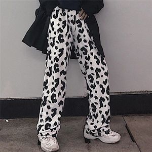 Koe Print Broek Vrouwen Koreaanse Stijl Koe Print Wijde Pijpen Broek Harajuku Broek Zomer Koreaanse Kleding Streetwear Vrouwen