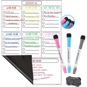 3 Pen Magnetische Wekelijkse Planner Whiteboard Voor Koelkast, Droge Wissen Boards Kalender Familie Maaltijd Planner Memo Board Winkelen Lijst