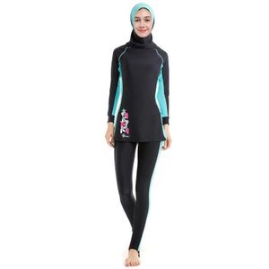 HAOFAN Volledige Cover Moslim Badmode Hajib Islamitische Badpak Voor Vrouwen Modest Splice Conservatieve Burkinis Zwemkleding Plus Size 6XL