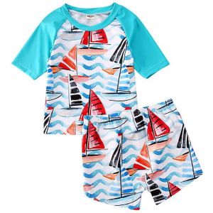 Kids Print Badpak Badmode Tops + Shorts Rash Guards 2 Stuks Set Peuter Baby Boy Badpak Beachwear Zomer