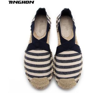 TINGHON Mode Espadrilles Streep Comfortabele Slip-on Womens Casual slippers Ademende Vlas Hennep Canvas voor meisjes