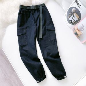 Gigogou Vrouwen Streetwear Cargo Broek Hoge Taille Losse Slouchy Zakken Boyfriend Broek Casual Dames Riem Harembroek Broek