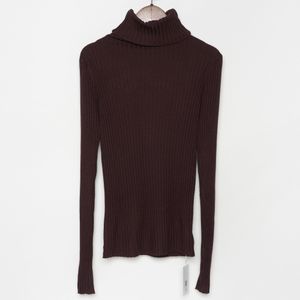 Geribbelde Coltrui Gebreide Tops Vrouwen Hoge Hals Truien Met Duim Gat Fall Winter Jumper