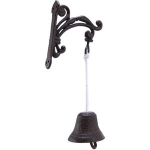 Gietijzer Muur Bell Rustieke Stijl Handmatig Schudden Muur Opknoping Deurbel Outdoor Gemonteerd Dinner Bell Voor Tuin Patio