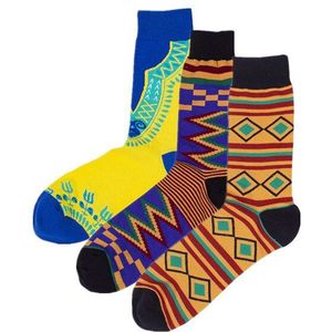 3 Paren/pak Vrouwen Sokken Afrikaanse Print Gestreepte Rooster Kleurrijke Zachte Sokken Leisure Skateboard Sokken Grappige Multicolor