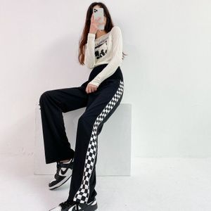Plaid Patchwork Moederschap Volledige Lange Broek Wijde Pijpen Losse Straight Buik Kleding Voor Zwangere Vrouwen 2022 Lente Casual Zwangerschap