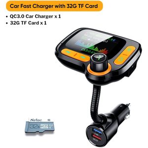 Deelife Bluetooth 5.0 Fm-zender Modulator Handsfree Car Kit Met Kleur Screen Auto MP3 Speler Dual Usb Fast Charger