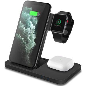3 In 1 15W Snelle Qi Wireless Charger Stand Dock Station Voor Samsung S10 S20 Iphone 11 Xs Xr X 8 Apple Horloge 6 5 4 3 2 Airpods Pro