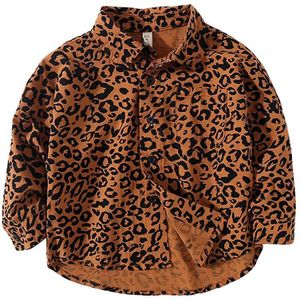 Opperiaya Baby Meisjes Jongens Lange Mouwen Luipaard Print Gebogen Zoom Revers Eenvoudige Single Breasted Lente Herfst Kleding