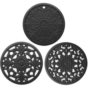3 Stks/set Bloem Patroon Hollow Placemat Siliconen Anti-Broeien Warmte-Isolatie Pad